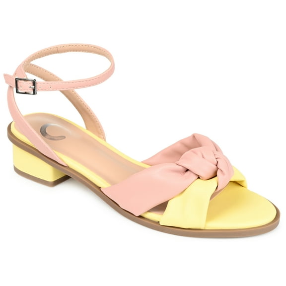 Journee Collection Womens Edythe Two Tone Low Block Heel Sandals