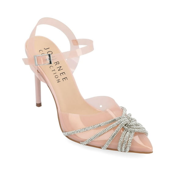 Journee Collection Womens Eleora Rhinestone Faux Leather Ankle Strap