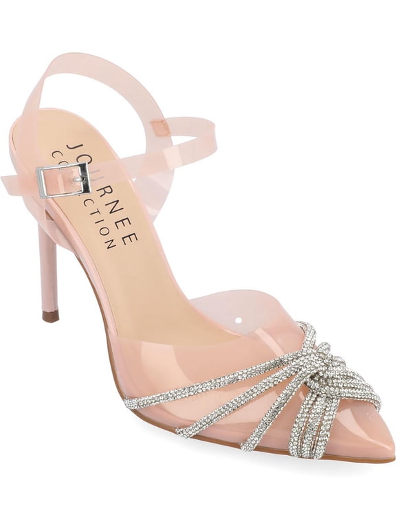 Collection Womens Eleora Rhinestone Faux Leather Ankle Strap