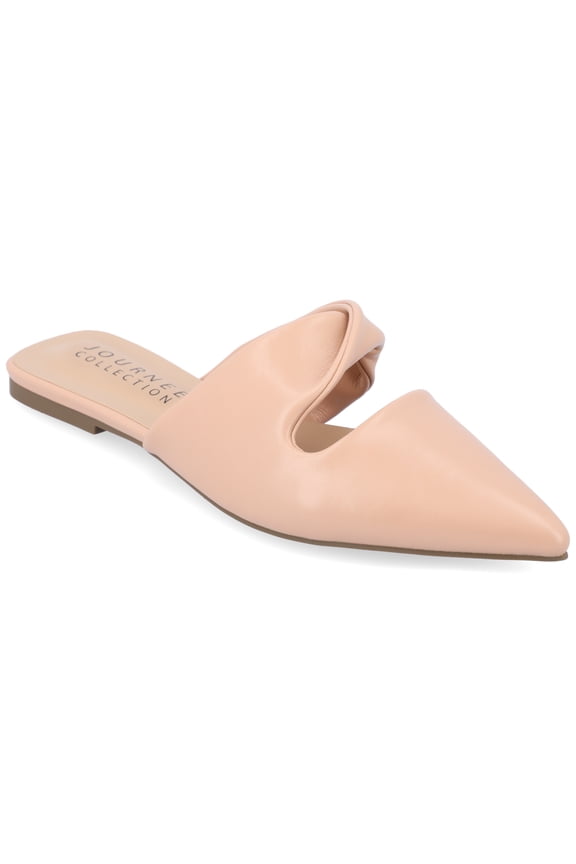 Womens Enniss Open Side Pointed Toe Mule Flats