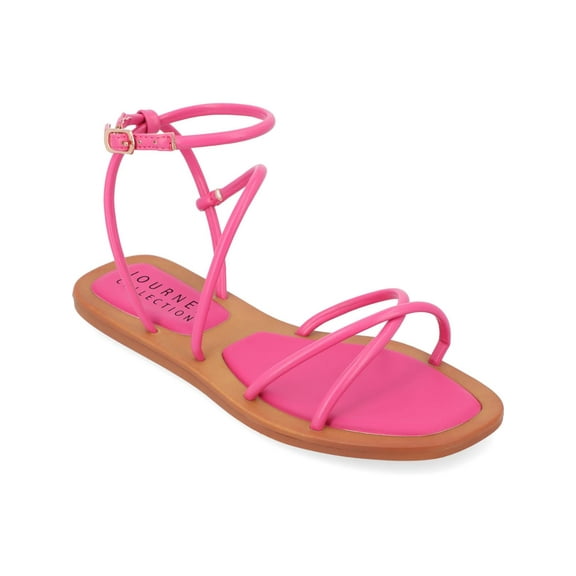 Journee Collection Womens Farron Faux Leather Strappy Sandals