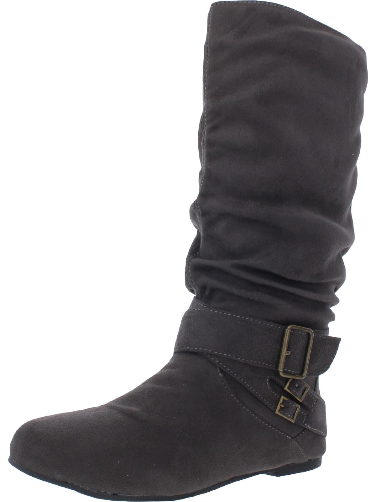 Journee Collection Womens Faux Suede Buckle Mid-Calf Boots - Walmart.com