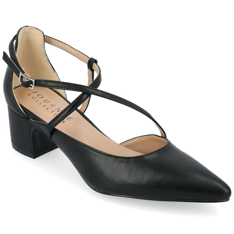 Women Mary Jane Shoe Black Leather Ankle Strap Multi-strap 