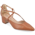 thumbnail image 1 of Journee Womens Galvinn Crisscross Strap Pointed Toe Pumps, Widths Available, 1 of 10