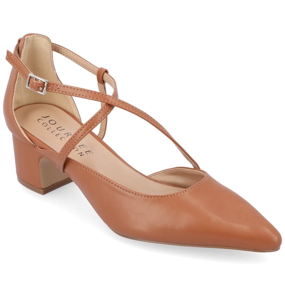 Journee Womens Galvinn Crisscross Strap Pointed Toe Pumps, Widths Available