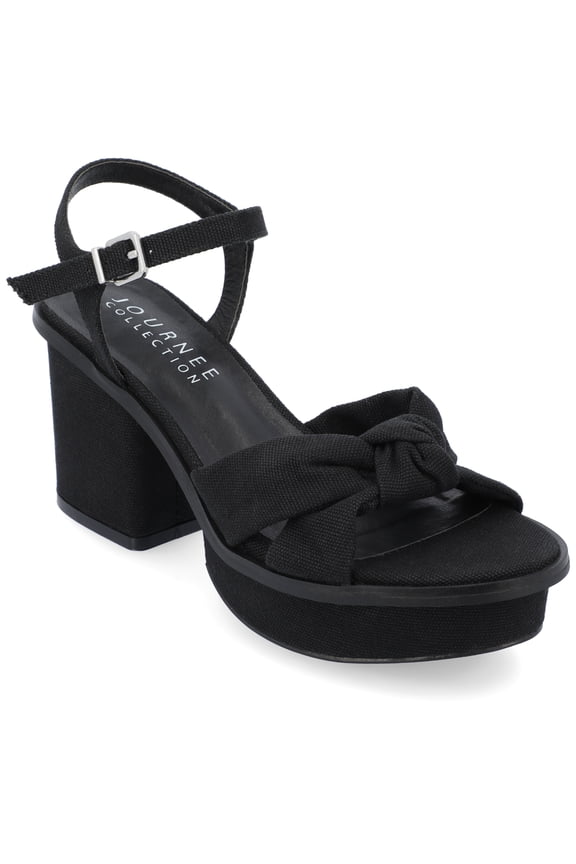 Collection Womens Garner Knit Inset Platform Block Heel Sandals