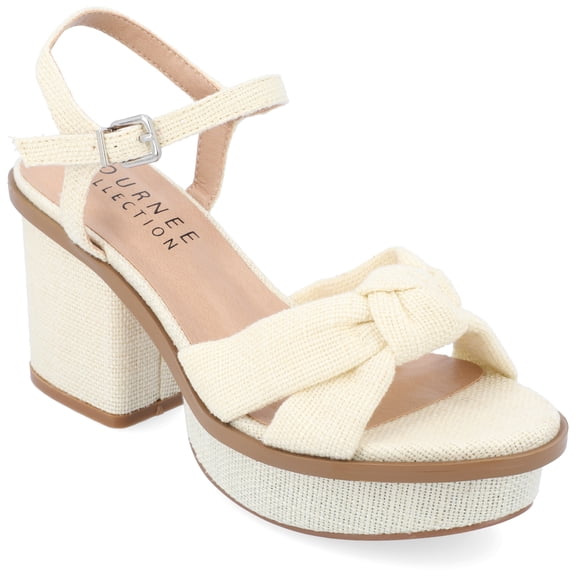 Journee Collection Womens Garner Knit Inset Platform Block Heel Sandals