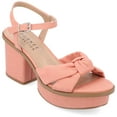 thumbnail image 1 of Journee Collection Womens Garner Knit Inset Platform Block Heel Sandals, 1 of 6
