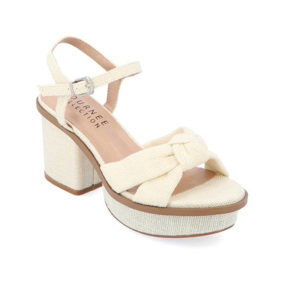 Journee Collection Womens Garner Textured Knot Front Ankle Strap