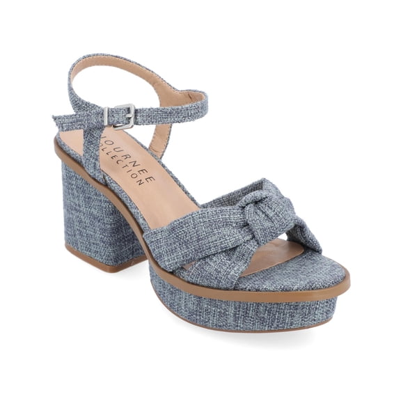 Journee Collection Womens Garner Textured Knot Front Ankle Strap