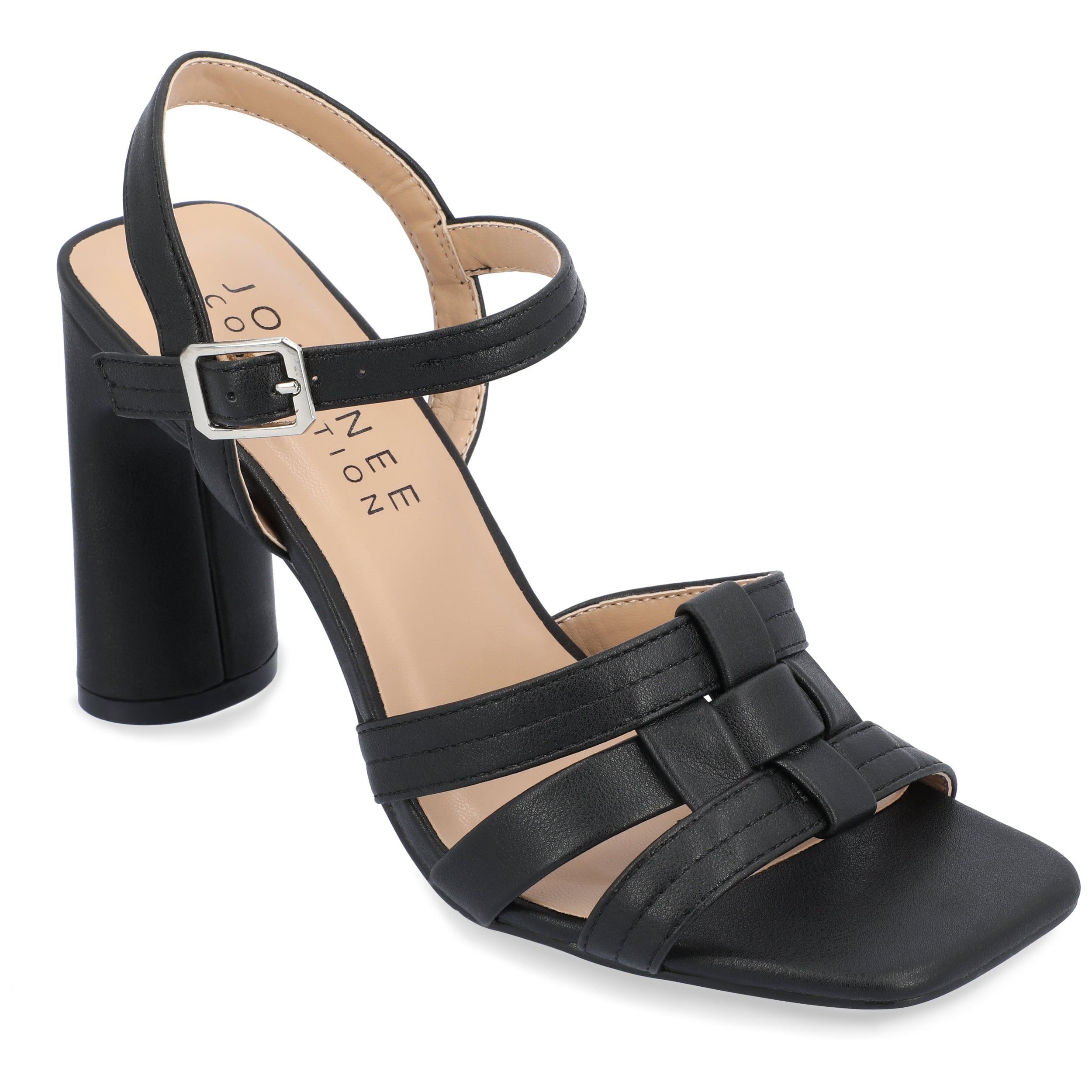 Journee Womens Gibssen Ankle Strap Covered Block Heel Sandals