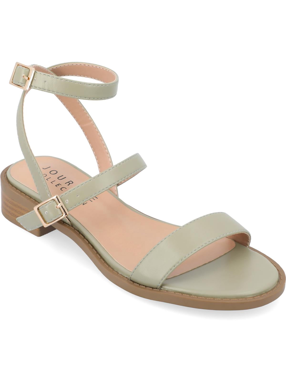 Journee Collection Womens Gigie Faux Leather Open Toe Ankle Strap