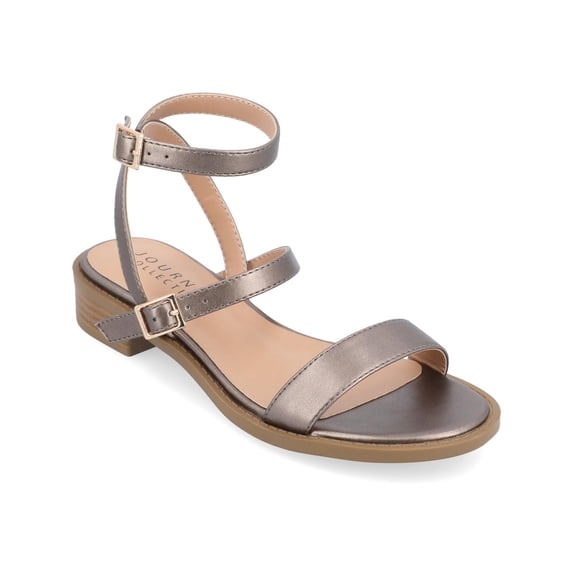 Journee Collection Womens Gigie Faux Leather Open Toe Ankle Strap