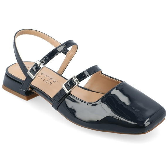 Journee Womens Gretchenn Multi Strap Square Toe Mary Jane Flats