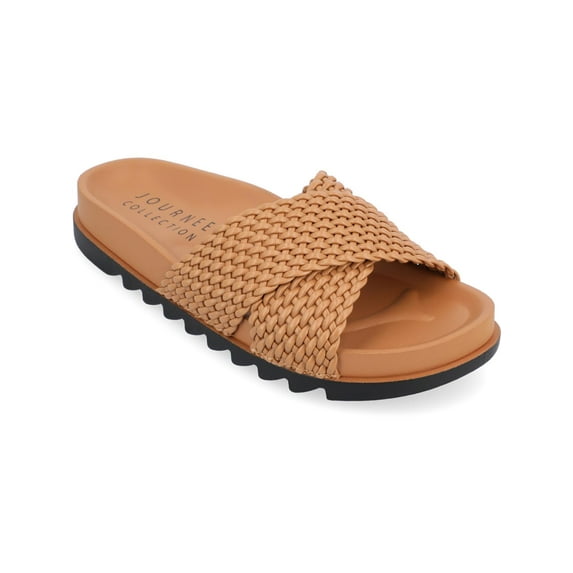 Journee Collection Womens Gretie Woven Slip-On Slide Sandals