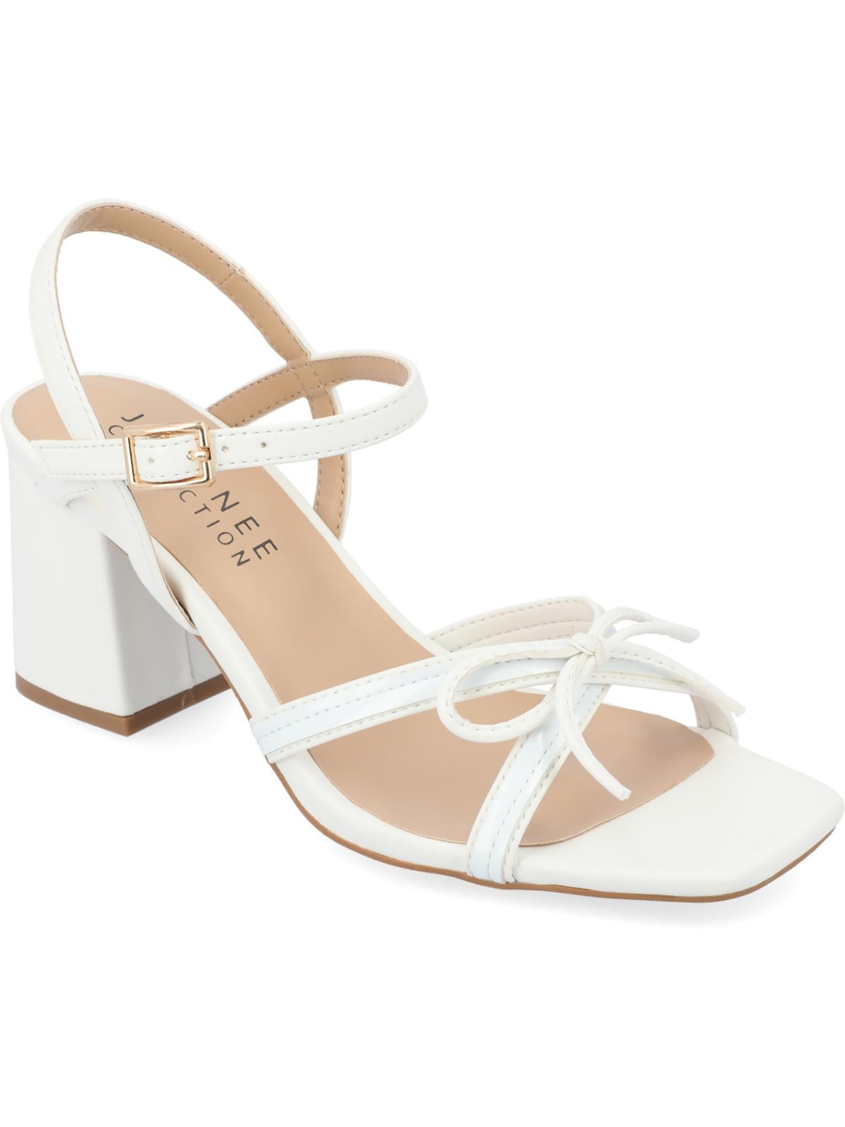 Journee Collection Womens ISSMIA Square toe Ankle strap Block Heel