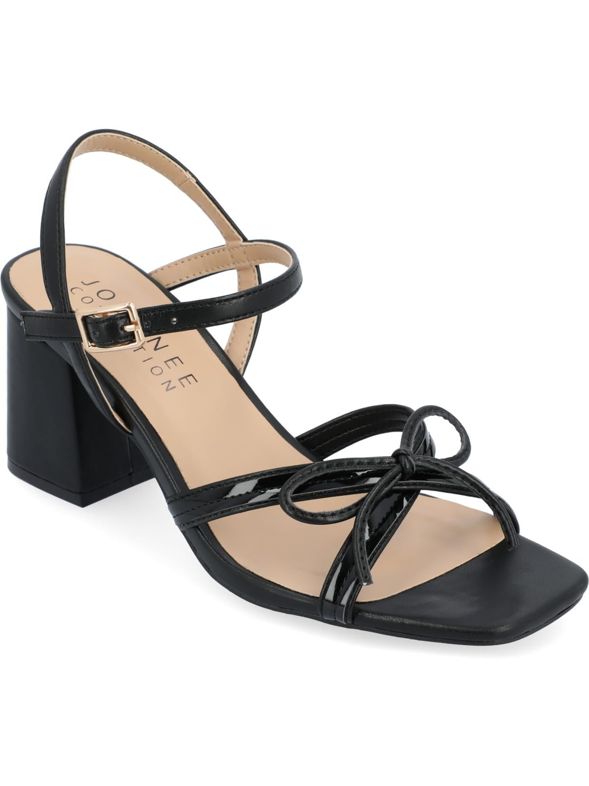 Journee Collection Womens ISSMIA Square toe Ankle strap Block Heel