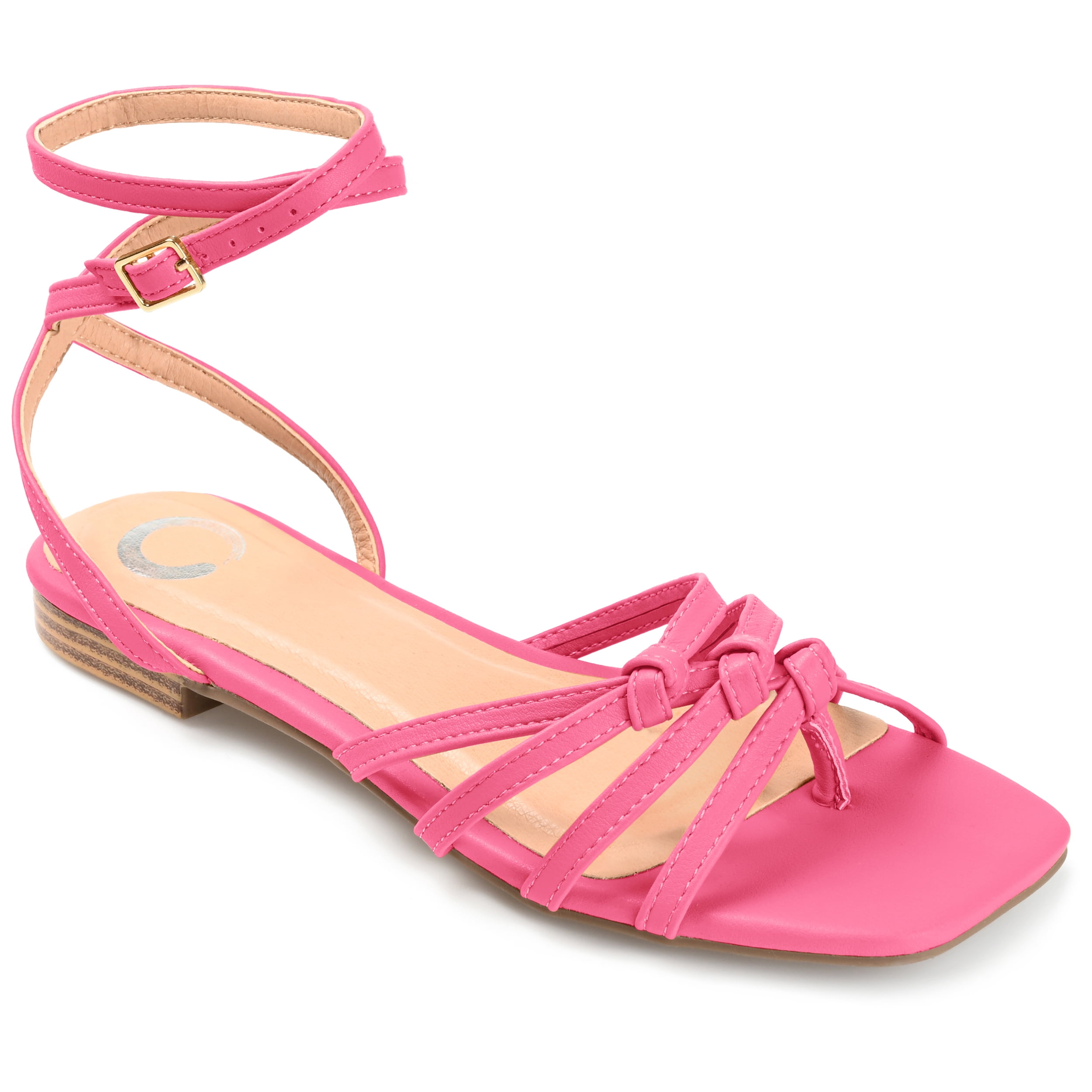 Journee Collection Womens Indee Ankle Wrap Low Block Heel Sandals