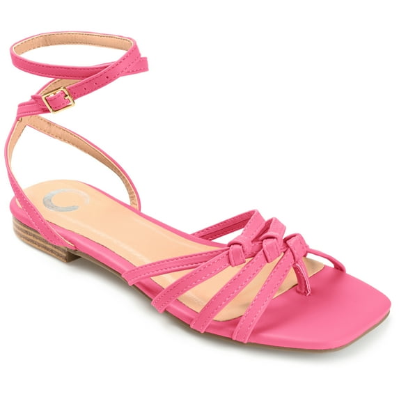Journee Collection Womens Indee Ankle Wrap Low Block Heel Sandals