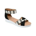 thumbnail image 1 of Journee Collection Womens Java Fabric Slide On Wedge Sandals, 1 of 3