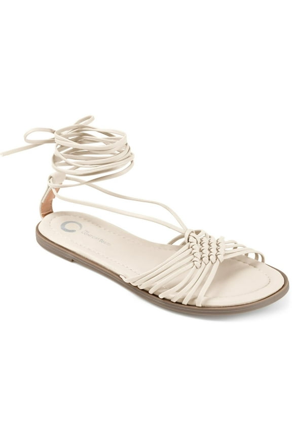 Collection Womens Jess Faux Leather Ankle Tie Strappy Sandals