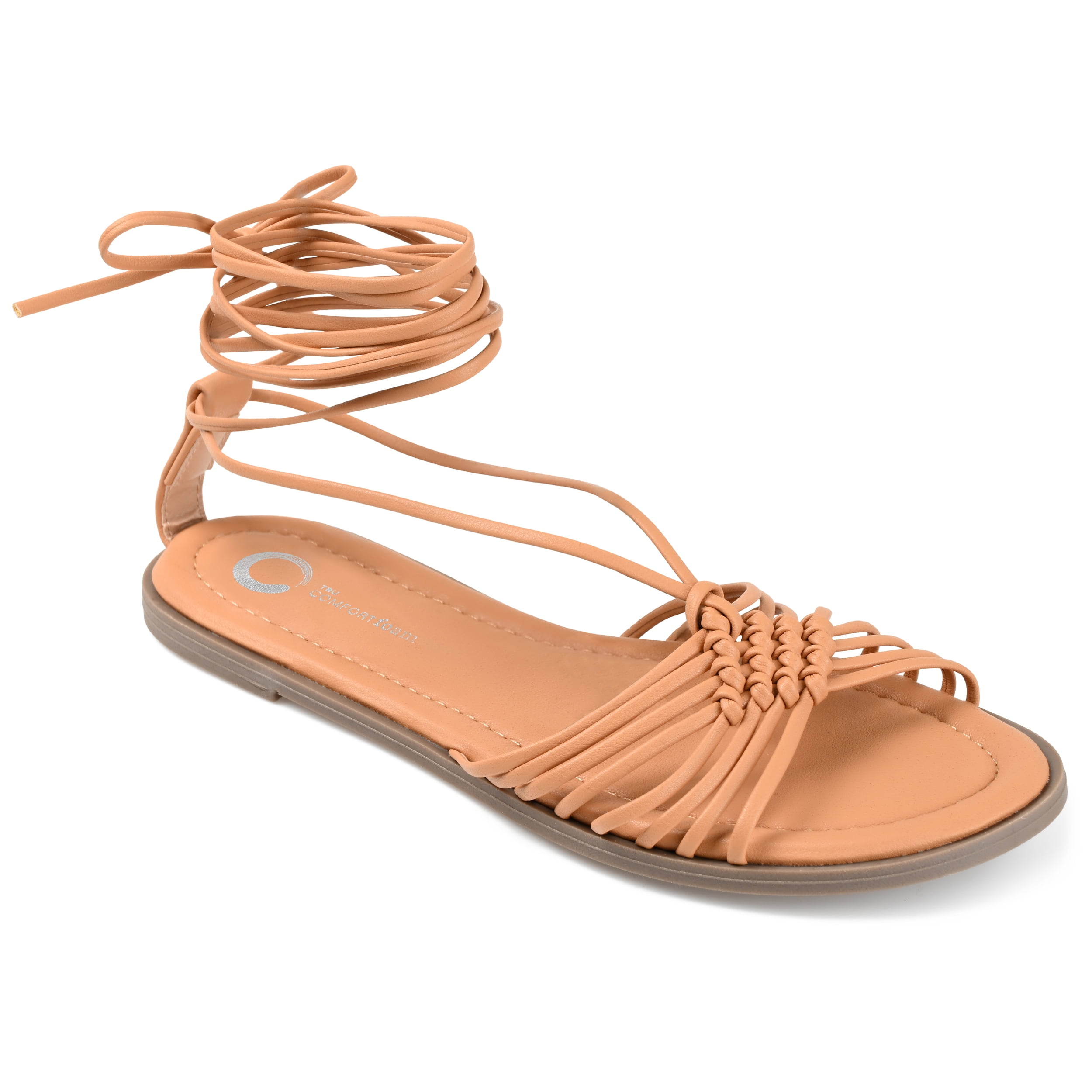 Journee Womens Jess Ankle Wrap Low Block Heel Sandals