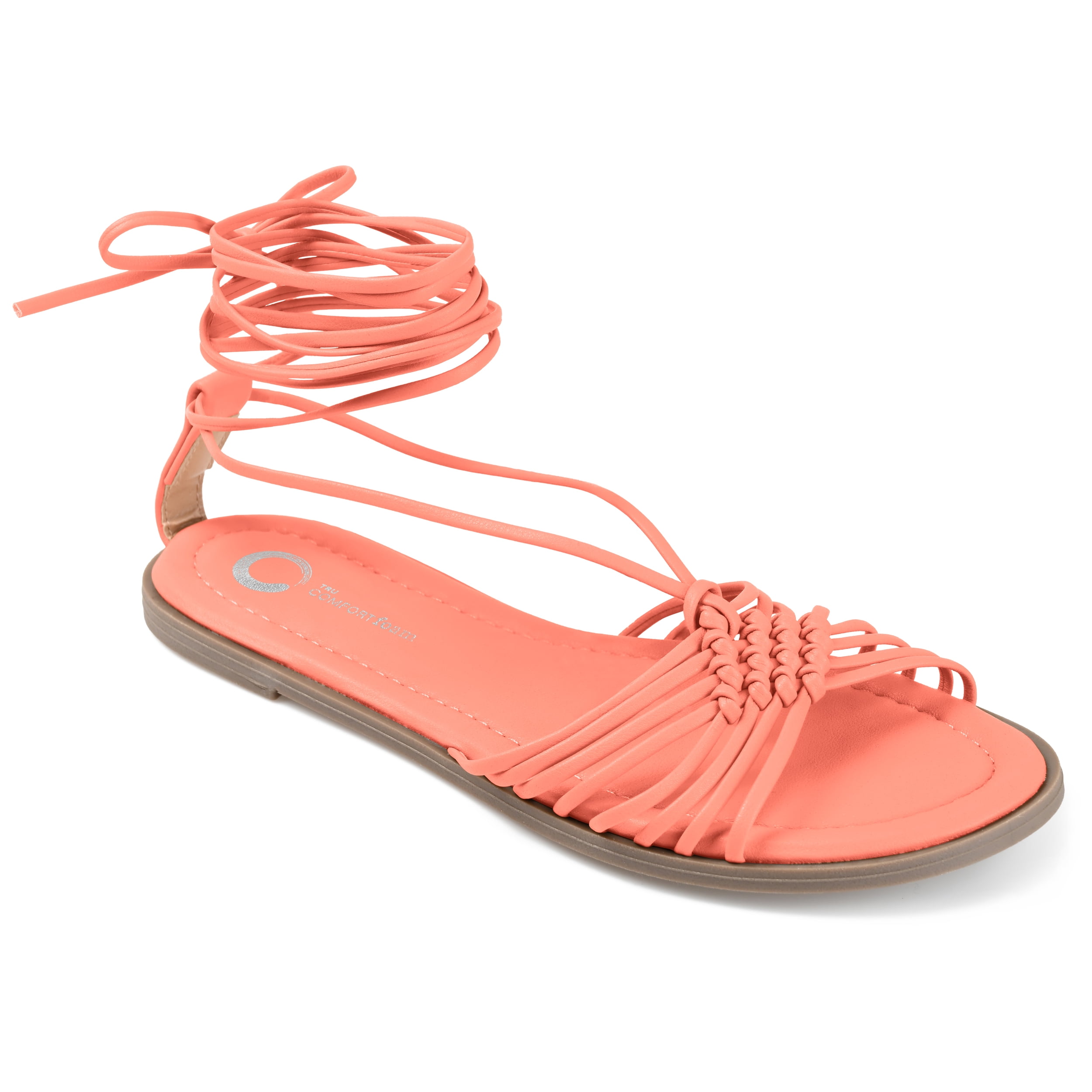 Journee Womens Jess Ankle Wrap Low Block Heel Sandals