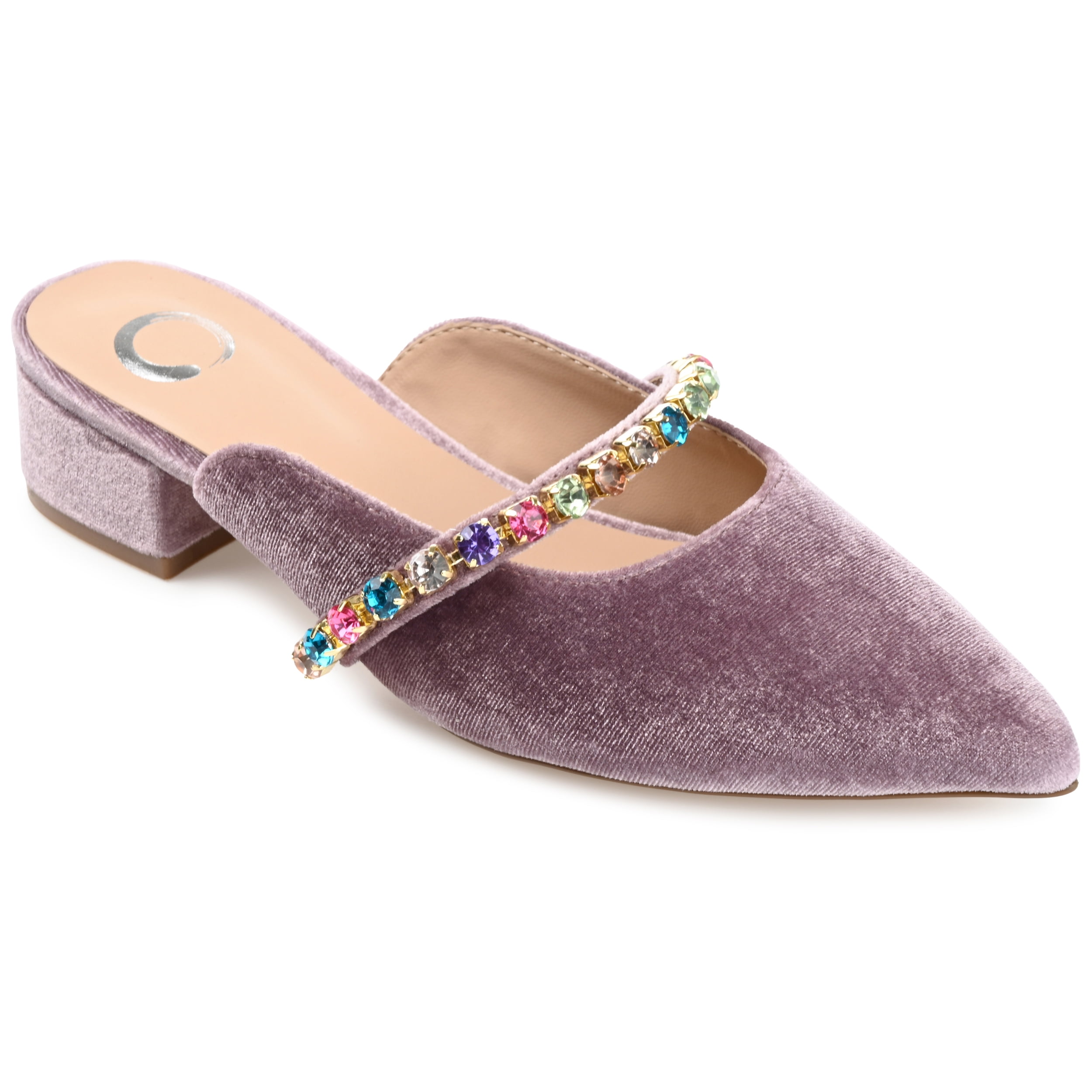 Journee Collection Womens Jewel Mules Pointed Toe Slip On Flats ...
