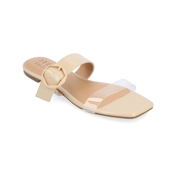 Journee Collection Womens Jeysha Slip On Buckle Slide Sandals
