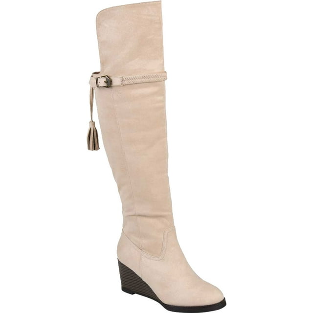 Journee Collection Womens Jezebel Faux Suede Wide Calf Wedge Boots ...