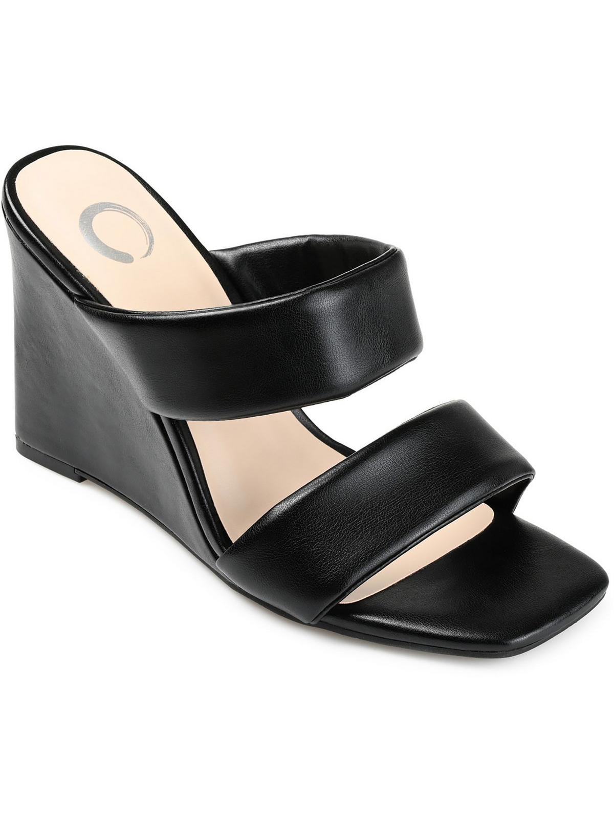 Journee Collection Womens Kailee Tru Comfort Foam Slip On Open Square Toe Wedge Sandals