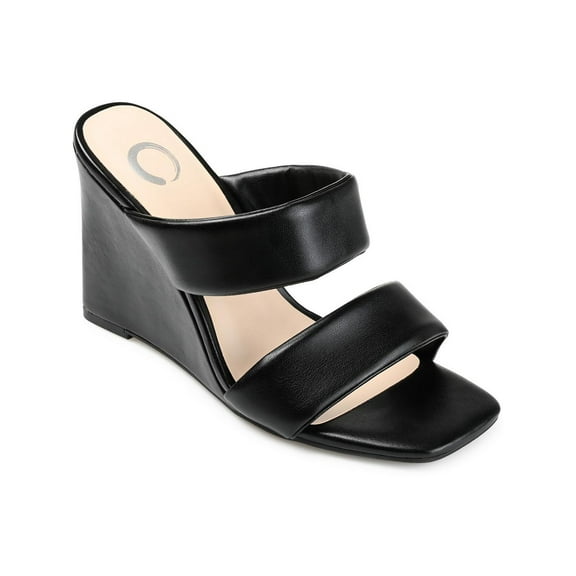 Journee Collection Womens Kailee Faux Leather Slip On Wedge Sandals