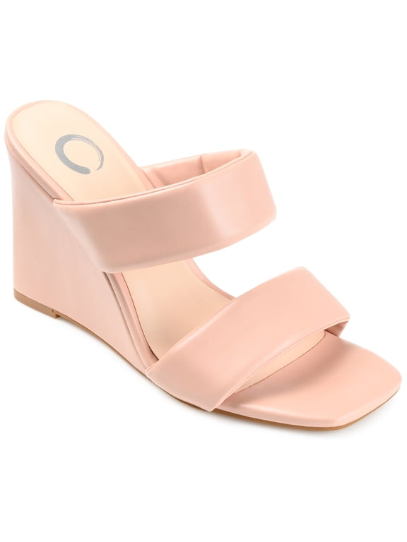 Womens Kailee Slip On Open Square Toe Wedge Sandals