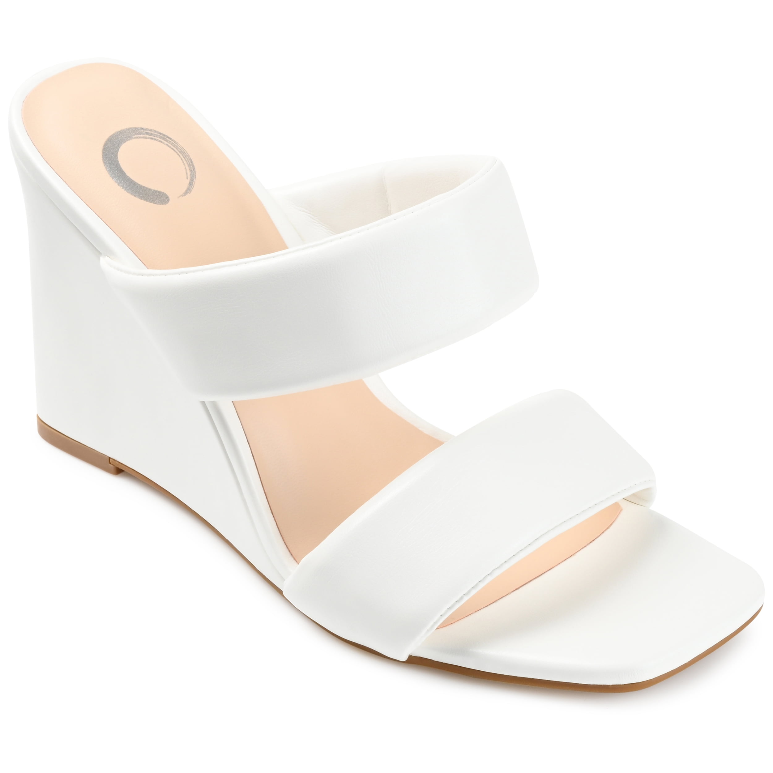 Journee Collection Womens Kailee Faux Leather Slip On Wedge Sandals