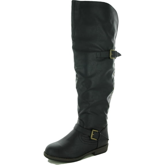 Journee Collection Womens Kane Faux Leather Wide Calf Knee-High Boots