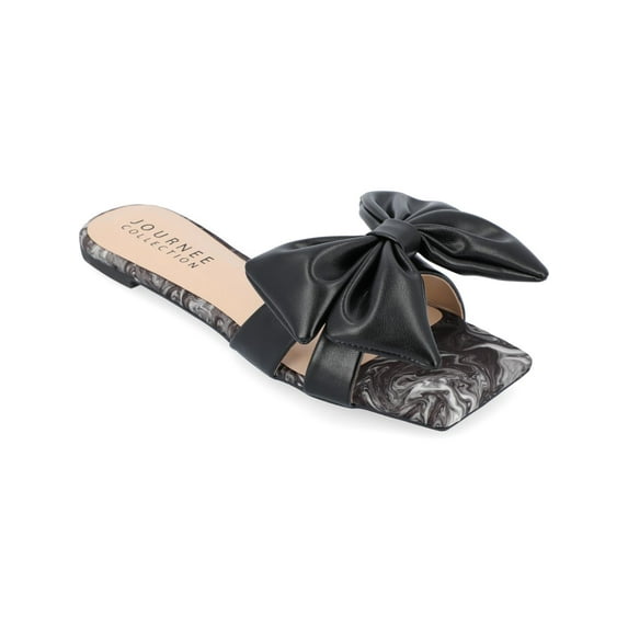 Journee Collection Womens kealla Faux leather Bow Slide Sandals
