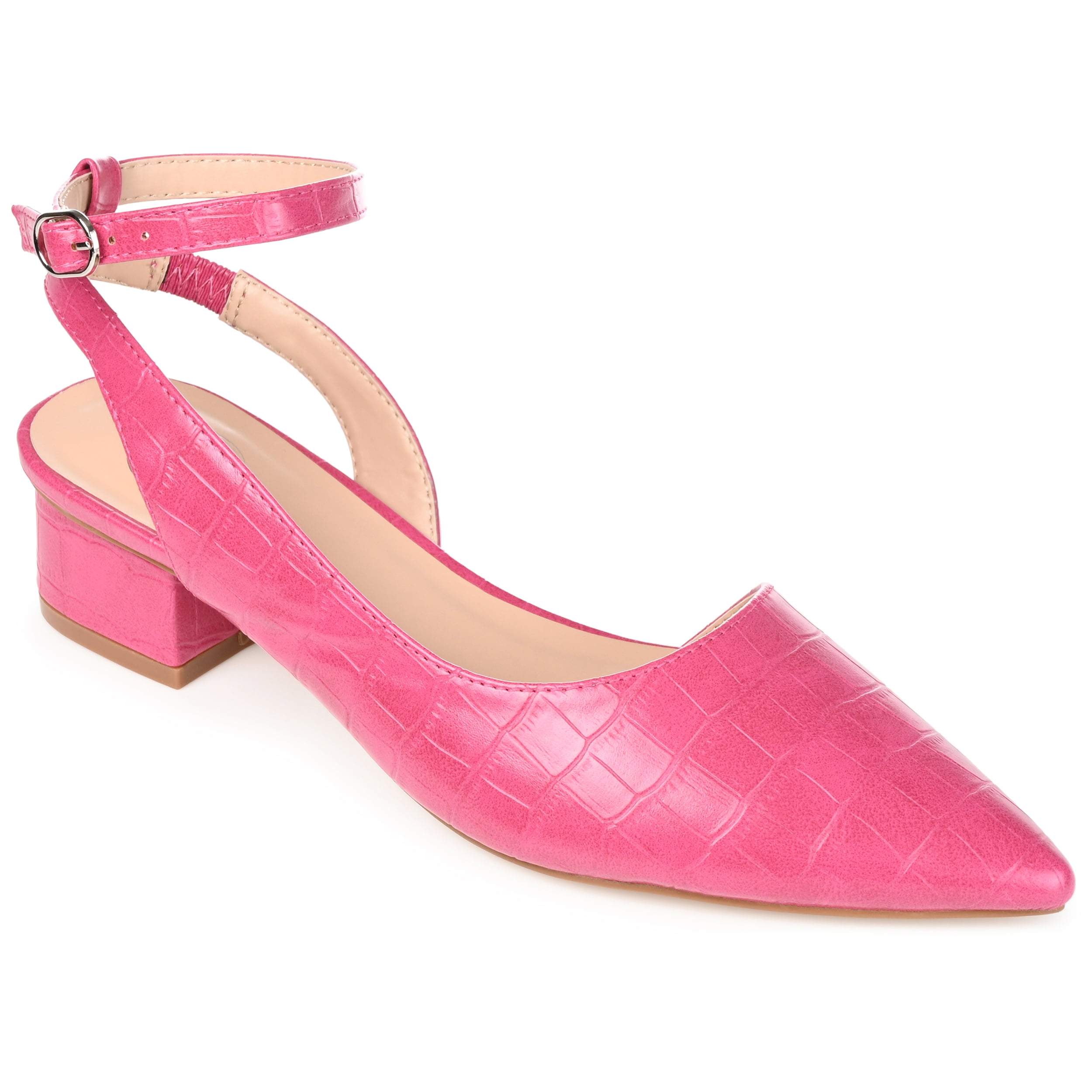 pointed toe low block heel