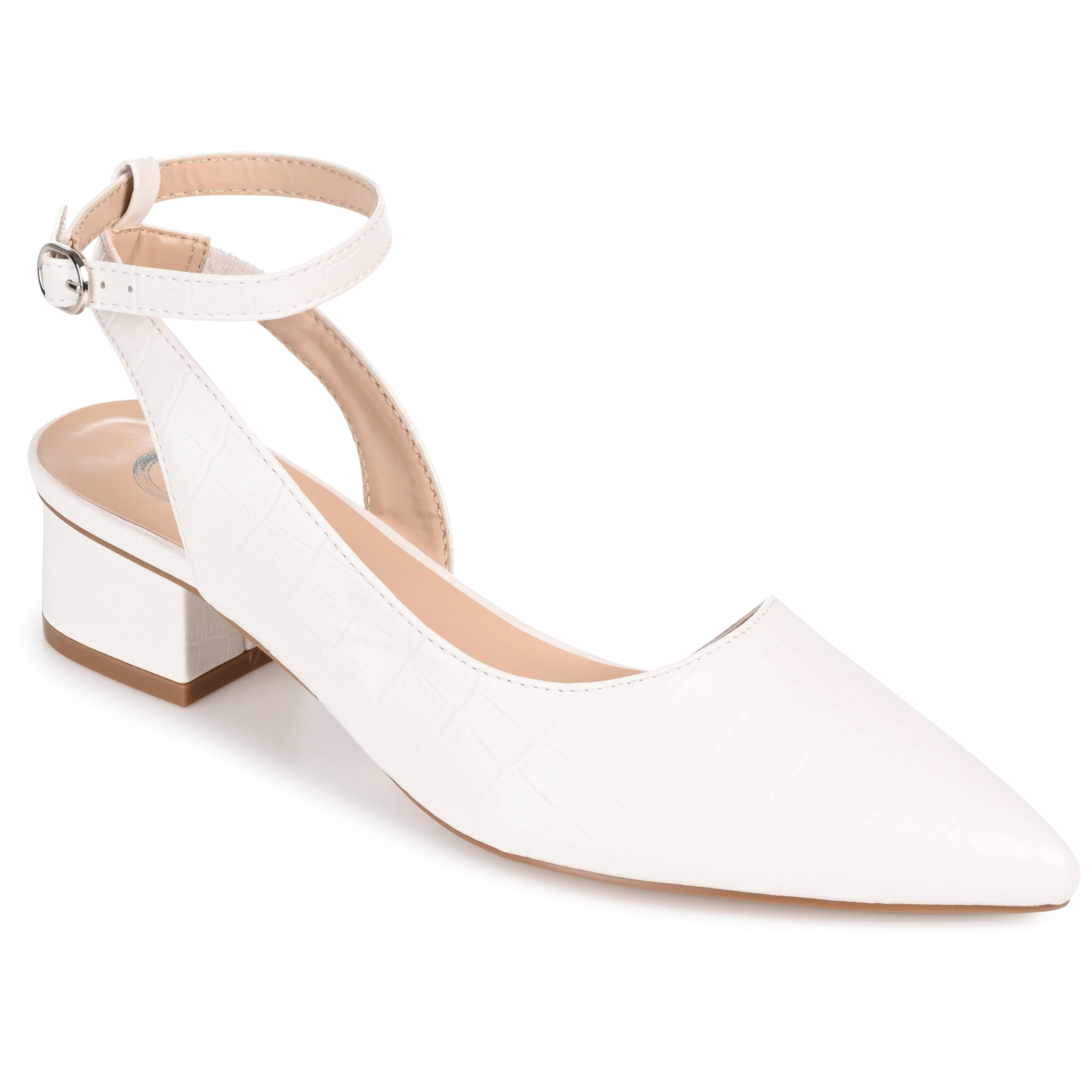 pointed toe low block heel
