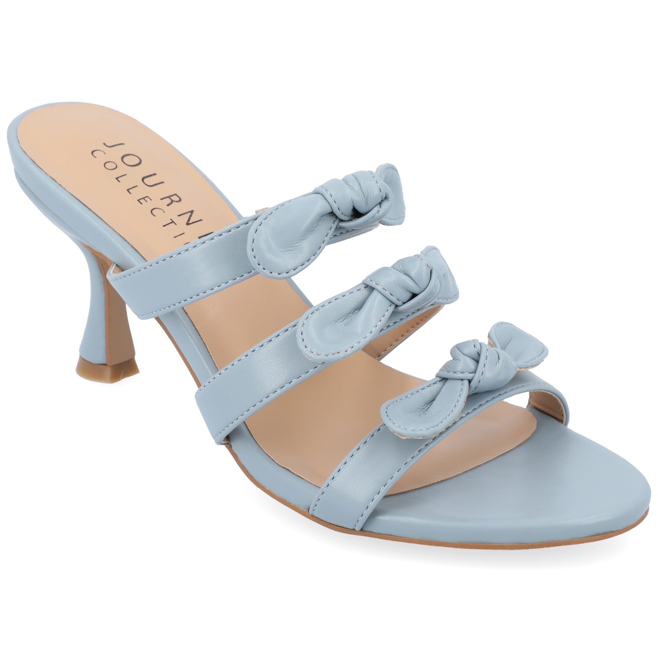 Journee Womens Kristina Vegan Leather Slip On Open Toe Sandals