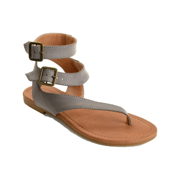 Journee Collection Womens Kyle Faux Leather Ankle Straps Flat Sandals