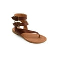 thumbnail image 1 of Journee Collection Womens Kyle Faux Leather Ankle Straps Flat Sandals, 1 of 5