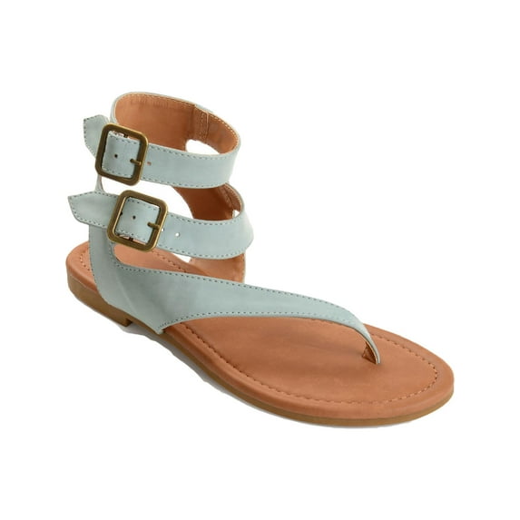 Journee Collection Womens Kyle Faux Leather Ankle Straps Flat Sandals