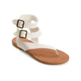 thumbnail image 1 of Journee Collection Womens Kyle Faux Leather Ankle Straps Flat Sandals, 1 of 3