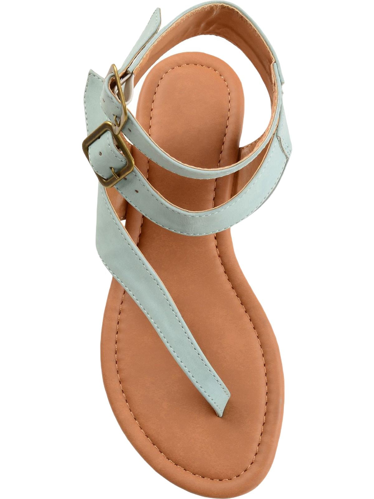 Journee Collection Womens Kyle Faux Leather Ankle Straps Flat Sandals
