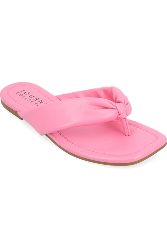 Collection Womens Kyleen Faux Leather Square Toe Thong Sandals