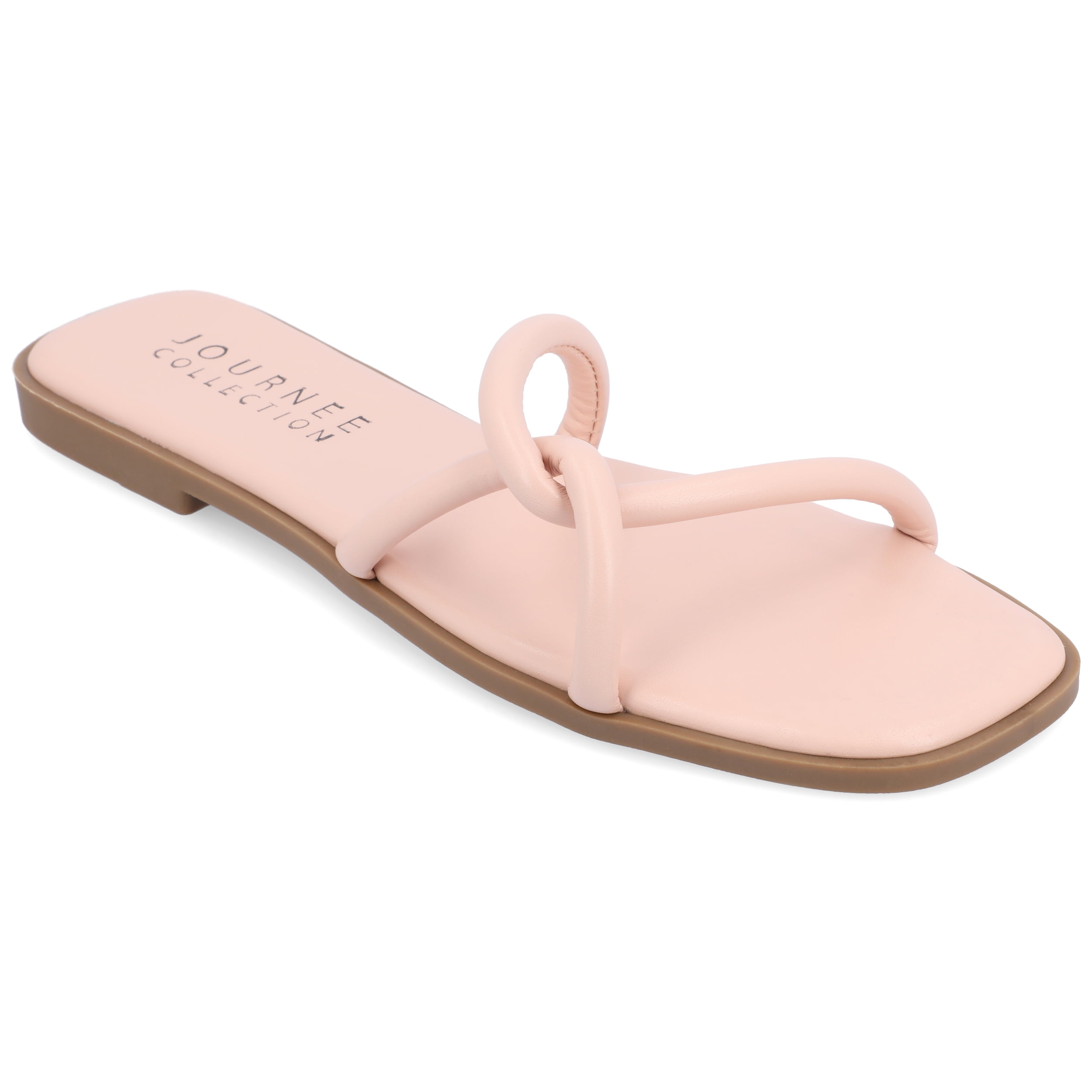 Journee Womens Lauda Vegan Leather Slip On Sandals