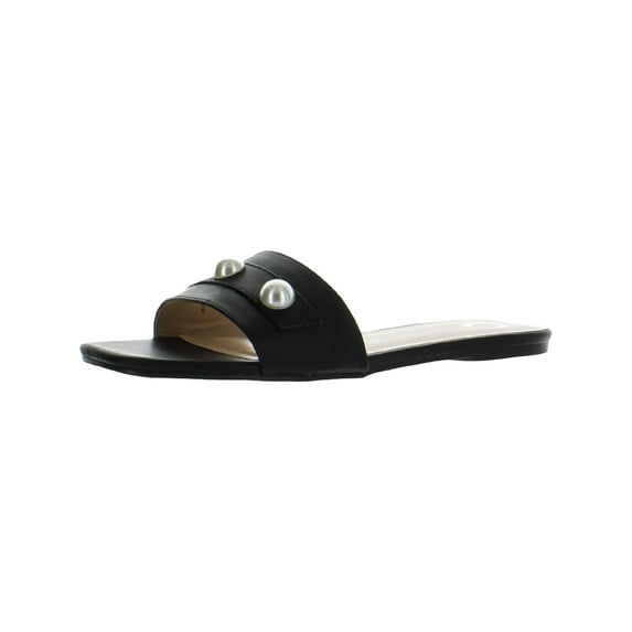 Journee Collection Womens Leonie Leather Embellished Slide Sandals