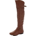 thumbnail image 1 of Journee Collection Womens Loft Faux Leather Zipper Over-The-Knee Boots, 1 of 3