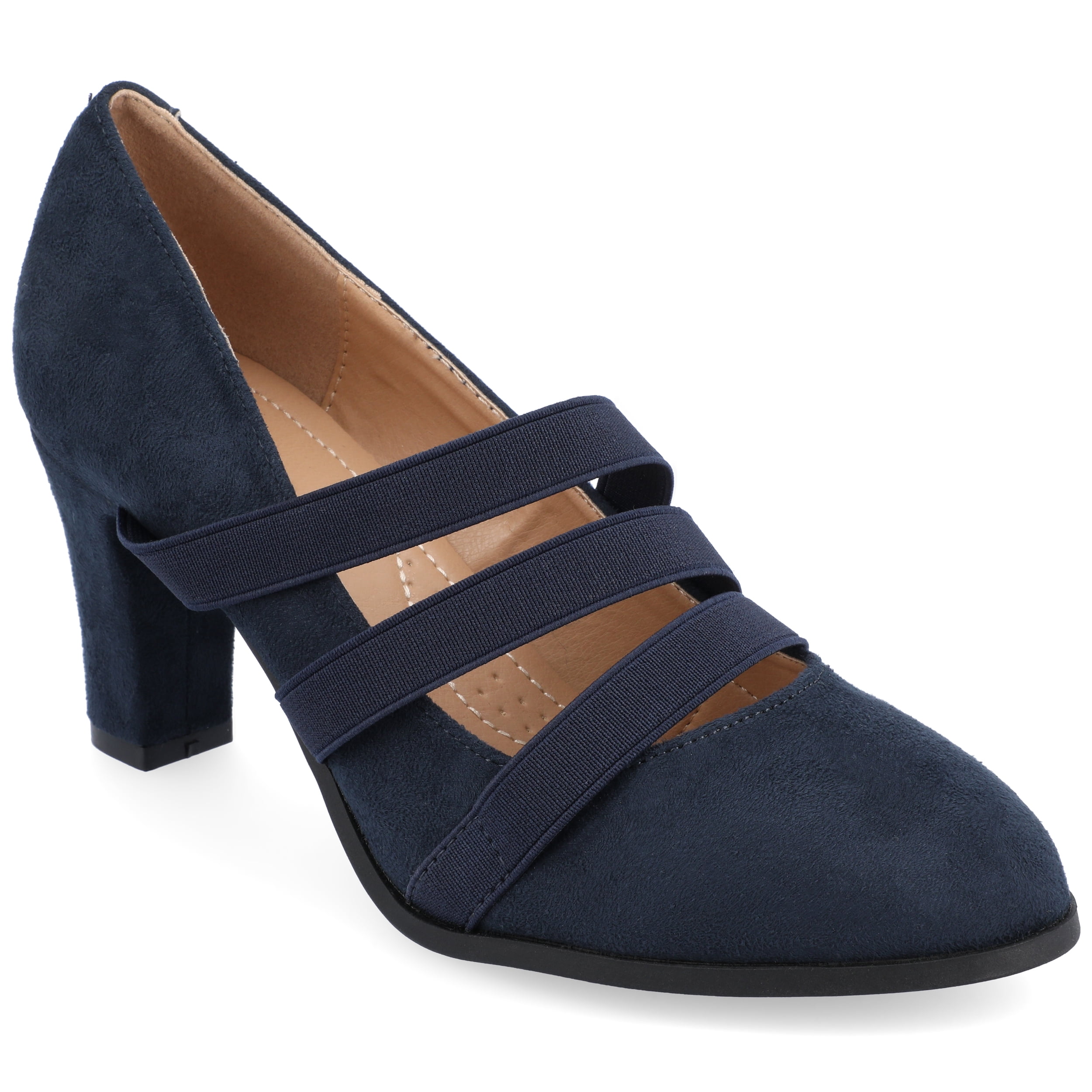 Navy round toe pumps online