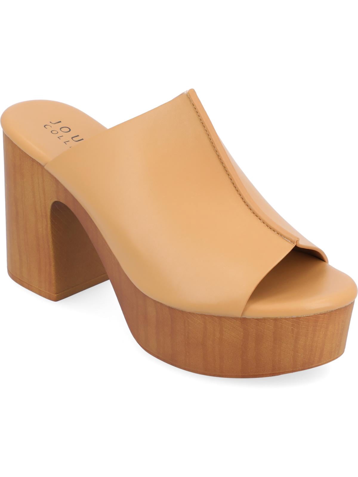Journee Collection Womens Lorenza Supercomff Faux Leather Block Heel